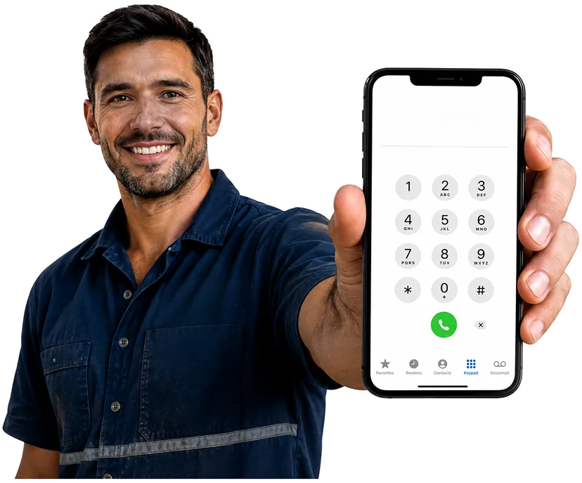 Plumber answering a Russell Lea enquiry by phone