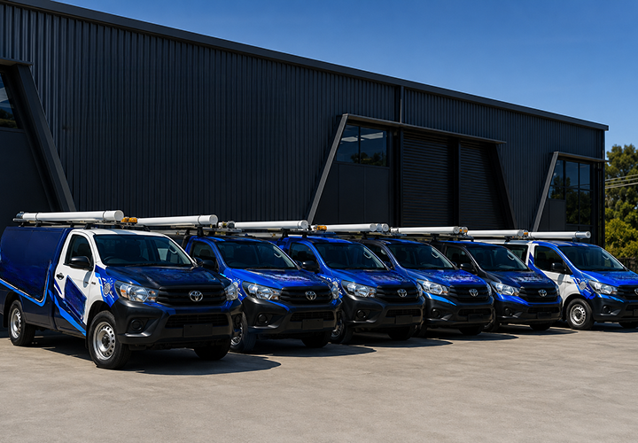 Fleet of Russell Lea Blocked Drains plumbing vans